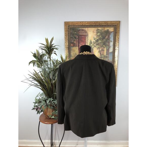 Le Suit Women’s Blazer 18 Brown Subtle Stripe 2-Button Career Jacket Lapel Notch - Picture 3 of 8